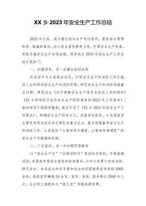 XX乡2023年安全生产工作总结.docx