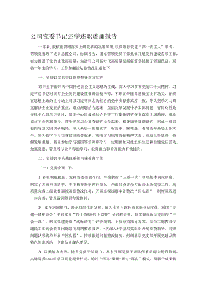 公司党委书记述学述职述廉报告.docx