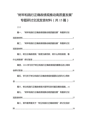 “树牢和践行正确政绩观推动高质量发展”专题研讨交流发言材料精选(通用15篇).docx