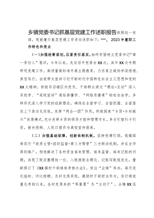 乡镇党委书记2023年抓基层党建工作述职报告.docx