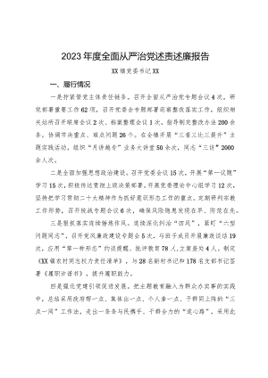 2023年度全面从严治x述责述廉报告.docx