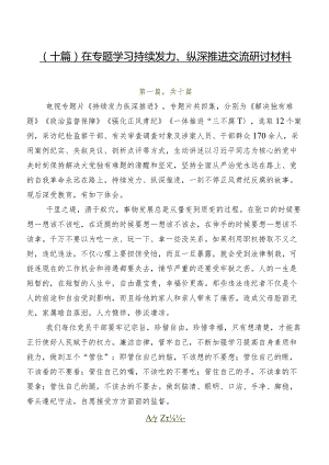 （十篇）在专题学习持续发力、纵深推进交流研讨材料.docx
