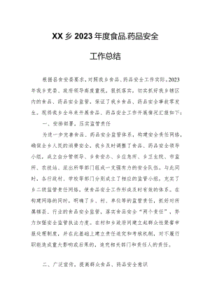 XX乡2023年度食品、药品安全工作总结.docx