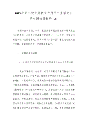 2023年第二批主题教育专题民主生活会班子对照检查材料（2）.docx