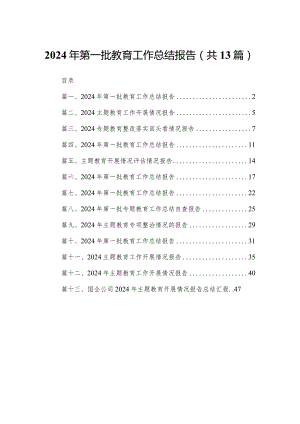 2024年第一批教育工作总结报告（共13篇）汇编.docx