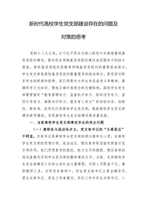 新时代高校学生党支部建设存在的问题及对策的思考.docx