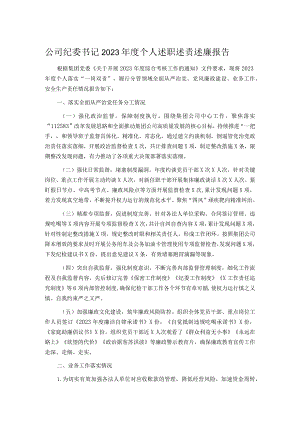 公司纪委书记2023年度个人述职述责述廉报告.docx