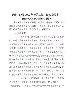 局班子成员2023年度第二批主题教育民主生活会个人对照检查材料2篇.docx