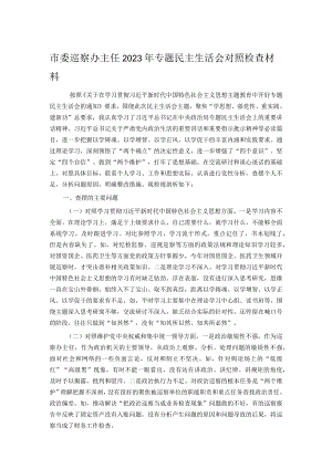 市委巡察办主任2023年专题民主生活会对照检查材料.docx