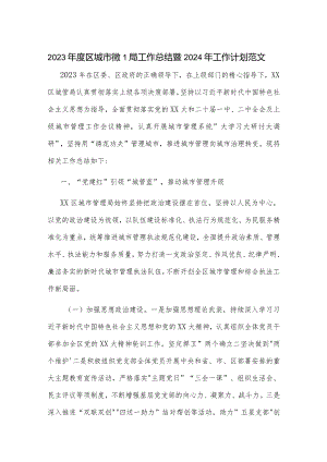 2023年度区城市管理局工作总结暨2024年工作计划范文.docx