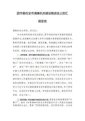 团市委在全市清廉机关建设推进会上的汇报发言.docx