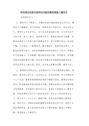 党员理论武装方面存在问题及整改措施2篇范文.docx