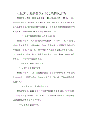 社区关于巡察整改阶段进展情况报告.docx