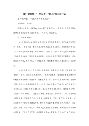 履行党建暨“一岗双责”情况报告大全三篇.docx