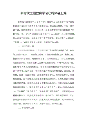 新时代主题教育学习心得体会五篇.docx