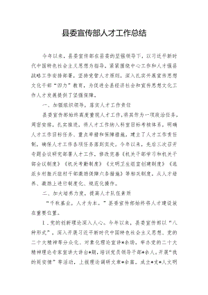 县委宣传部人才工作总结.docx