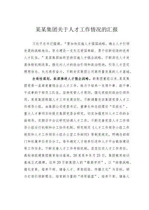 某某集团关于人才工作情况的汇报.docx