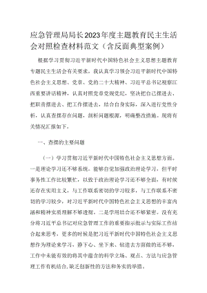 应急管理局局长2023年度主题教育民主生活会对照检查材料范文（含反面典型案例）.docx