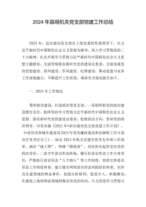 2024年县局机关党支部党建工作总结.docx
