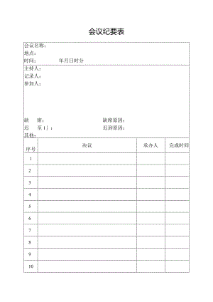 会议纪要表格.docx