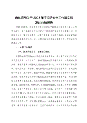市体育局关于2023年度消防安全工作落实情况的总结报告.docx