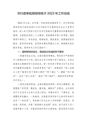 市行政审批局领导班子2023年工作总结.docx