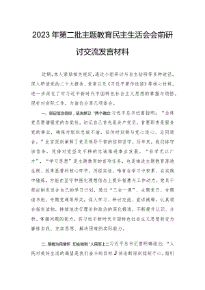 2023年第二批主题教育民主生活会会前研讨交流发言材料.docx