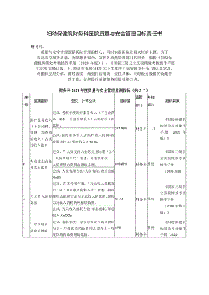 妇幼保健院财务科医院质量与安全管理目标责任书.docx