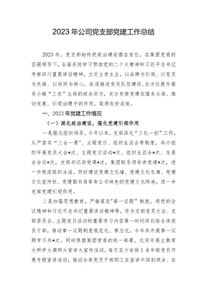 2023年公司党支部党建工作总结.docx