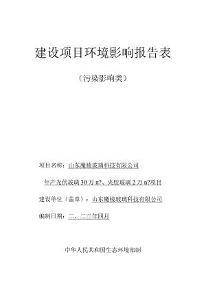 山东魔棱玻璃科技有限公司环评报告表（送审稿）环评报告表.docx