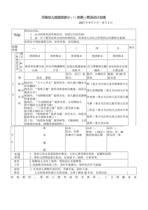 河海幼儿园国宾部小7班第一周活动计划表.docx