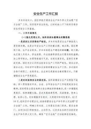 XX园区安全生产工作汇报.docx