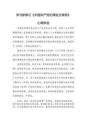 国企干部职工学习新修订《中国共产党纪律处分条例》心得体会 （合计4份）.docx