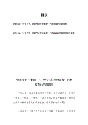 2024党政机关“过紧日子、厉行节约反对浪费”方面存在的问题原因整改措施共2篇.docx