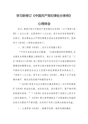 法警学习新修订《中国共产党纪律处分条例》个人心得体会 （合计5份）.docx