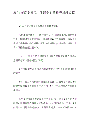 2024年度支部民主生活会对照检查材料5篇.docx