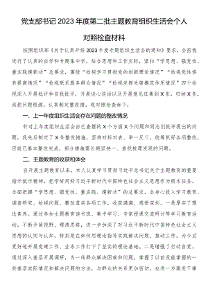 党支部书记2023年度第二批主题教育组织生活会个人对照检查材料.docx