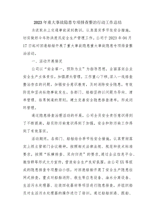 集团公司开展2023年《重大事故隐患专项排查整治行动》工作总结 （汇编5份）.docx