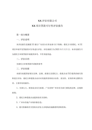 XX评估有限公司XX项目贷款可行性评估报告（2024年）.docx