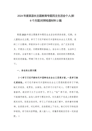 2024年度某县长主题教育专题民主生活会个人（新6个方面）对照检查材料2篇.docx