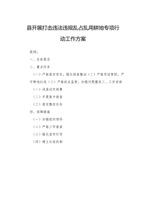县开展打击违法违规乱占乱用耕地专项行动工作方案.docx