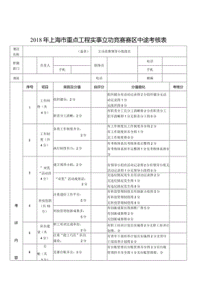 2018年上海市重点工程实事立功竞赛赛区中途考核表.docx