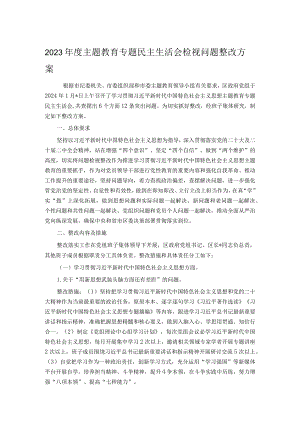 2023年度主题教育专题民主生活会检视问题整改方案.docx