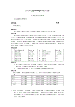 大鼠胰岛素Insulin酶联免疫分析试剂盒使用说明书.docx