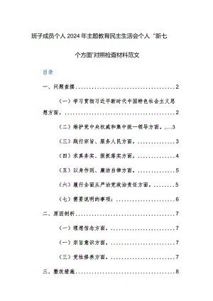 班子成员个人2024年主题教育民主生活会个人“新七个方面”对照检查材料范文.docx