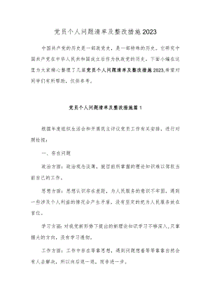 党员个人问题清单及整改措施2023.docx
