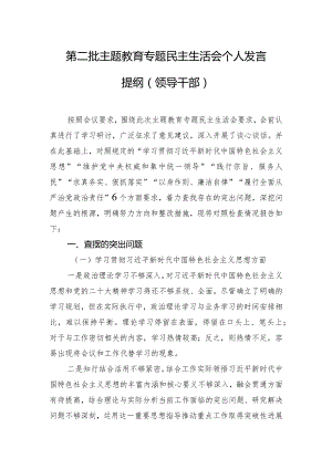 第二批主题教育专题民主生活会个人发言提纲（领导干部）.docx