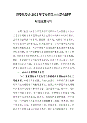 县委常委会2023年度专题民主生活会班子对照检查材料.docx