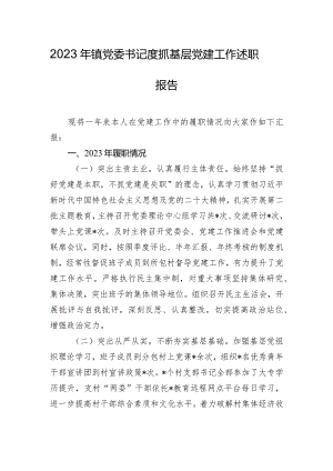 2023年镇党委书记度抓基层党建工作述职报告.docx