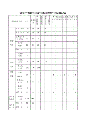 漳平市菁城街道防汛抢险物资仓库概况表.docx